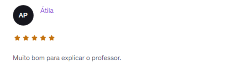 Print de depoimento de aluno elogiando o curso de front-end